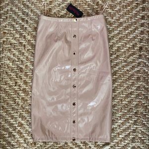 Latex Pencil Skirt - Camel
